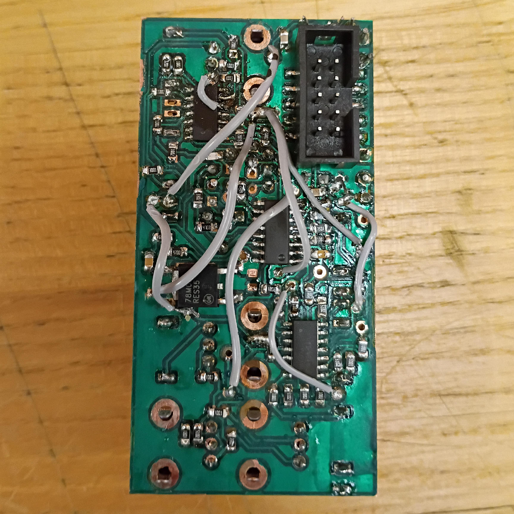 view of an assembled synthesizer pcb